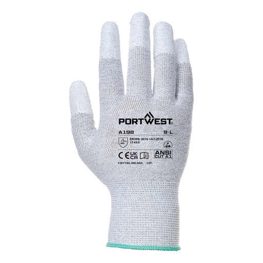 Gant ESD bouts de doigts PU – lot de 12 paires – Portwest A198