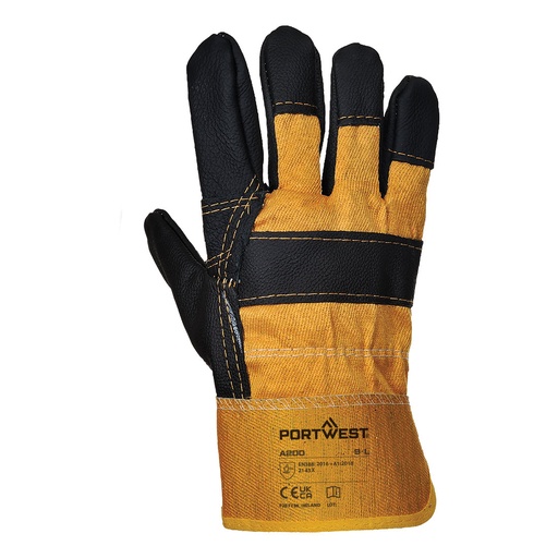 Gant docker cuir manchette caoutchoutée – lot de 12 paires – Portwest A200