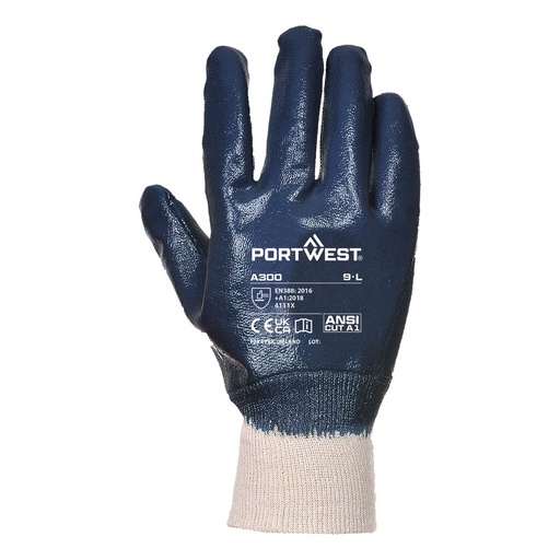 Gant nitrile tout enduit poignet tricot – lot de 12 paires – Portwest A300
