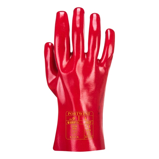 Gantelet PVC rouge 27 cm – lot de 12 paires – Portwest A427