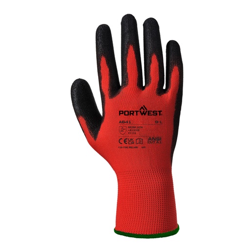 Gant rouge enduit PU – lot de 12 paires – Portwest A641