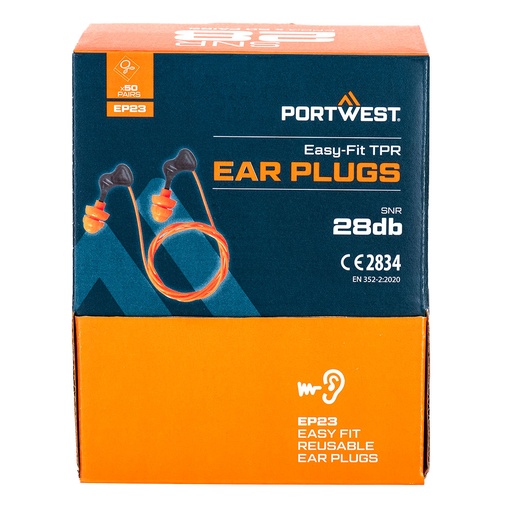 Bouchons d'oreille Easy Fit TPR – boîte de 50 paires – Portwest EP23