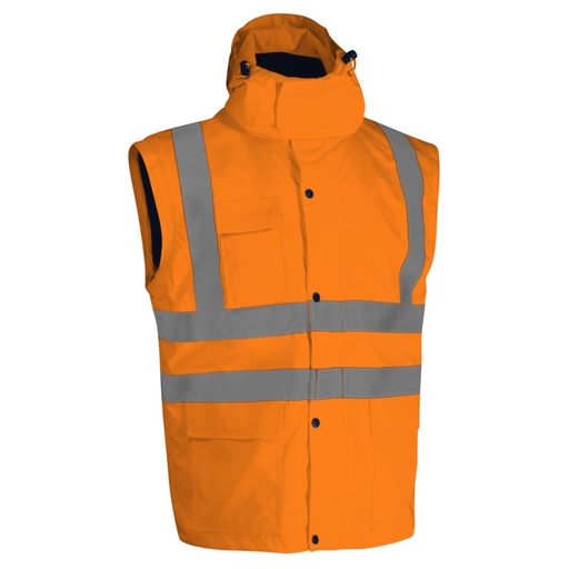 Blouson-gilet haute visibilité de pluie 2 en 1 orange – Singer VIENO