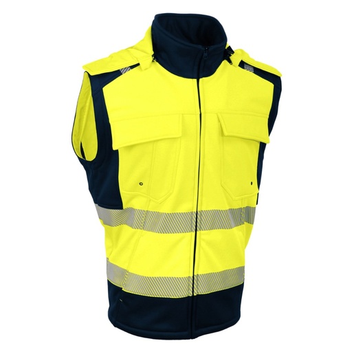 Veste softshell haute visibilité 2 en 1 jaune/marine – Singer VILNA