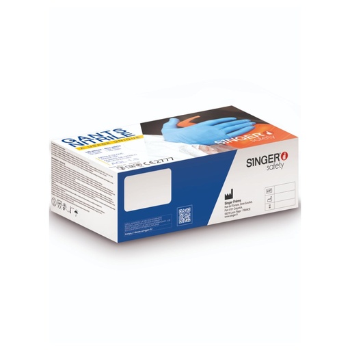 Gant nitrile, AQL 1,5 bleu (boîte de 100 gants) – Singer AUU4000