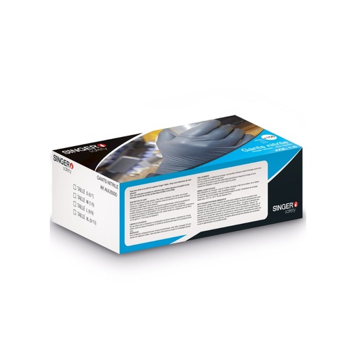 Gant nitrile à usage unique, AQL 1,5 noir (boîte de 100 gants) – Singer AUU5000