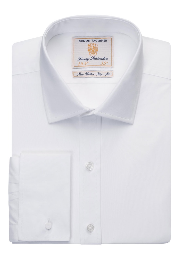 Chemise Chelford popeline poignets mousquetaires slim Brook Taverner 7643
