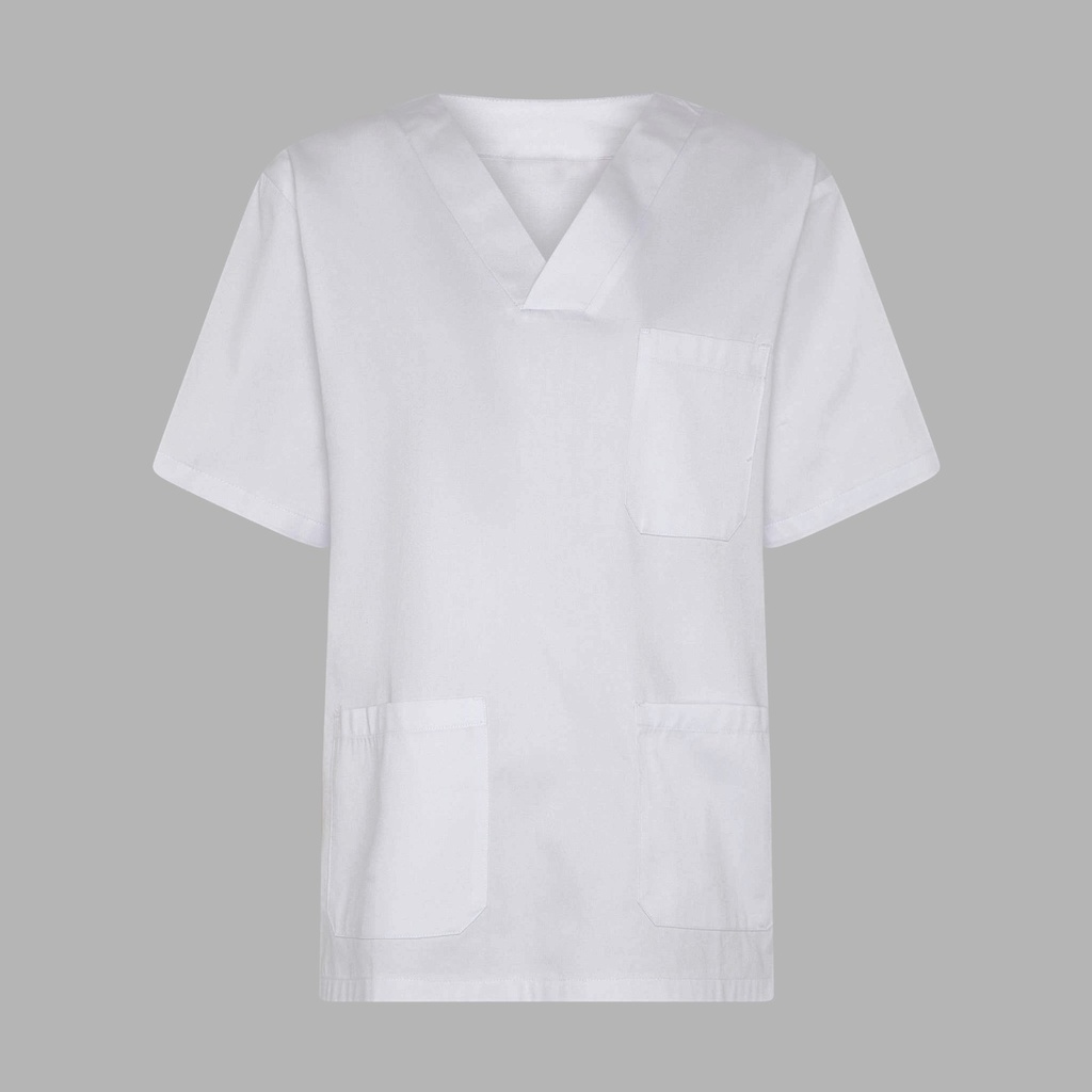 Tunique médicale unisexe col v sergé blanc – Gary's 601000