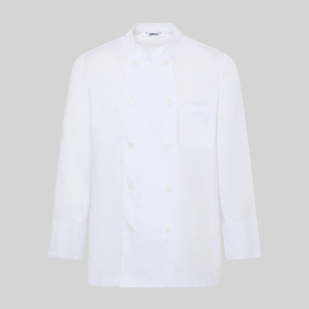 Veste cuisine unisexe manches longues sergé blanc – Gary's 910000