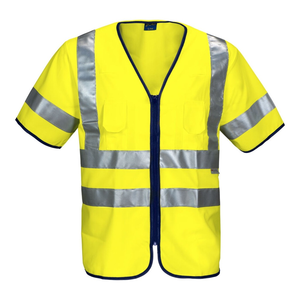 Gilet de sécurité manche courte avec zip haute visibilité EN ISO 20471 classe 3 – ProJob 646707