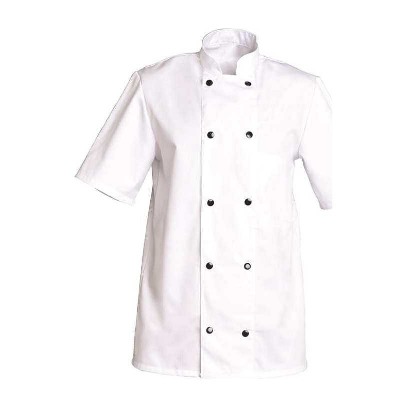 Veste de cuisine mixte manches courtes à pressions Fabrice polycoton – SNV FABCC006