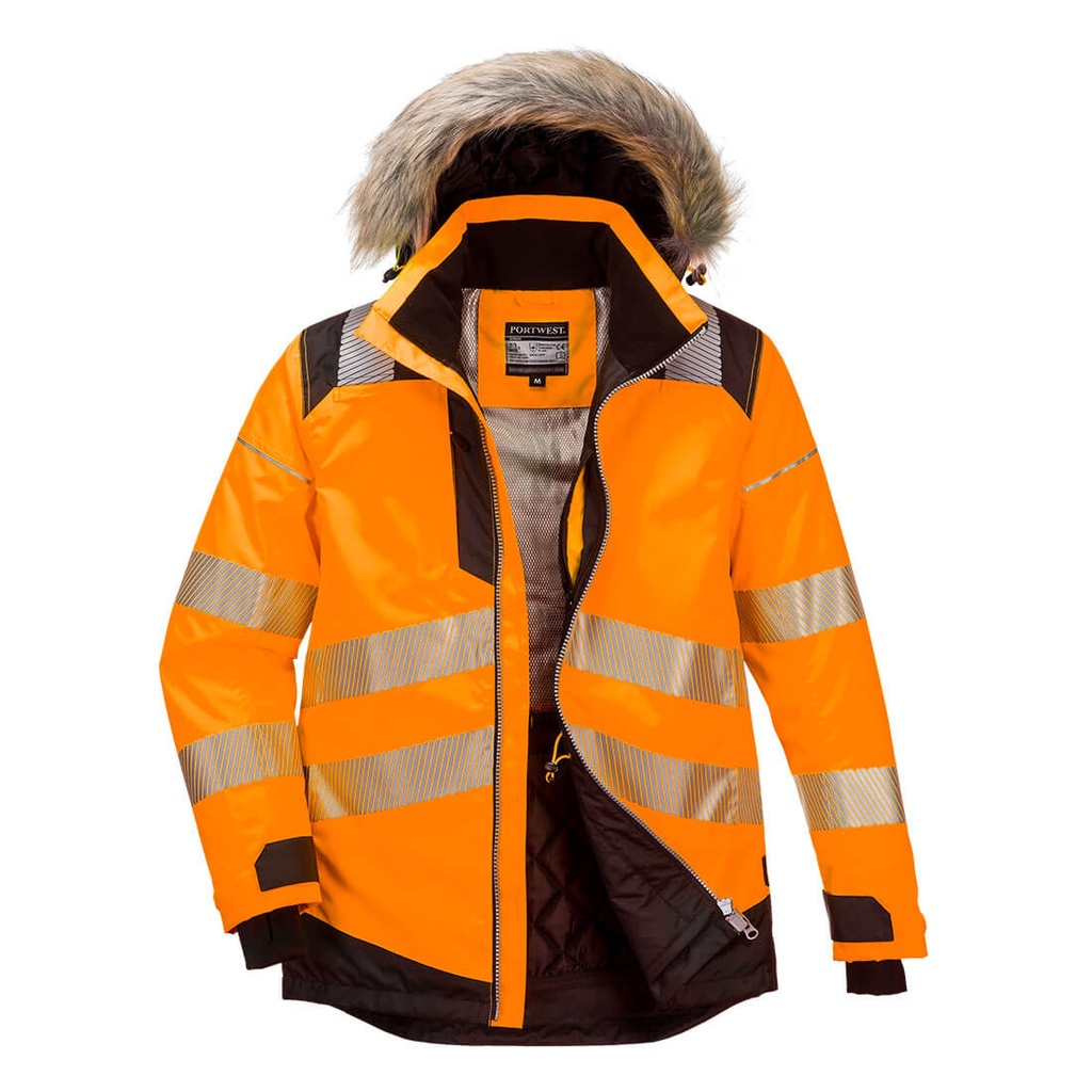 Parka d'hiver haute visibilité PW3 capuche fourrure – Portwest PW369