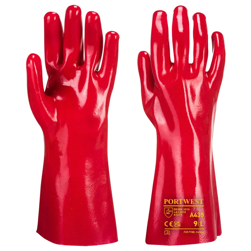 Gantelet PVC rouge 35 cm – lot de 12 paires – Portwest A435