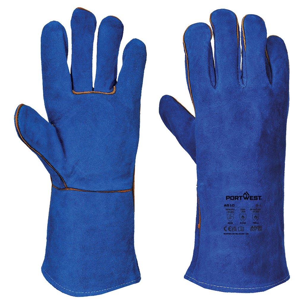 Gant soudeur croûte de cuir bleu – Portwest A510