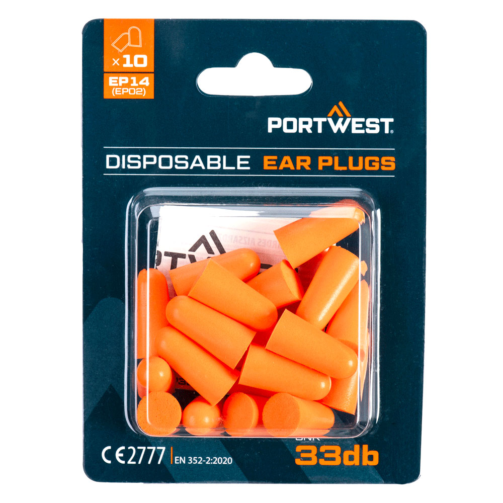 Bouchons d'oreille mousse PU – blister de 10 paires – Portwest EP14