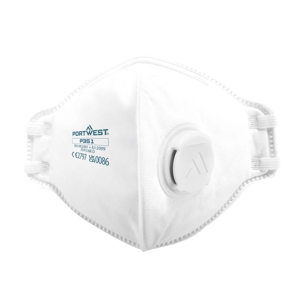 Masque pliable FFP3 à valve Dolomite – boîte de 20 – Portwest P351