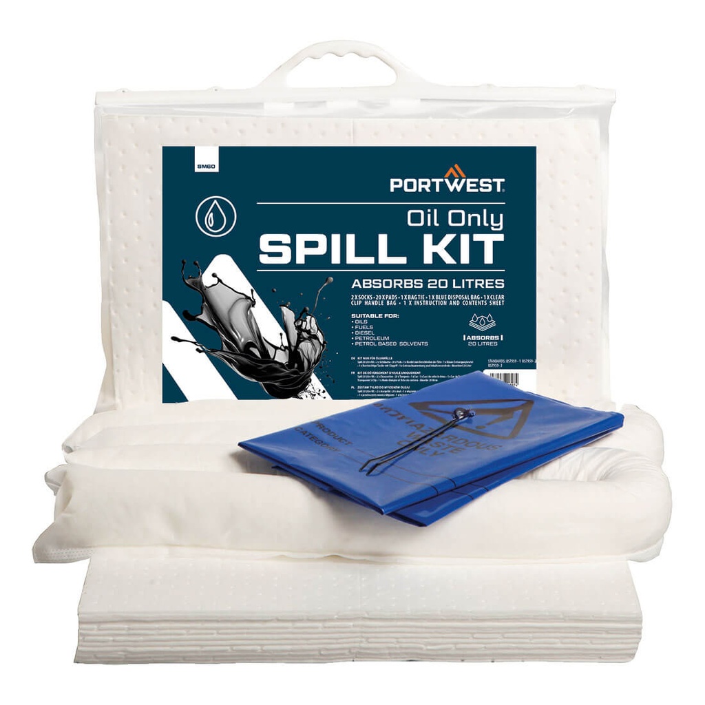 Kit absorbant hydrocarbures 20 litres – Portwest SM60