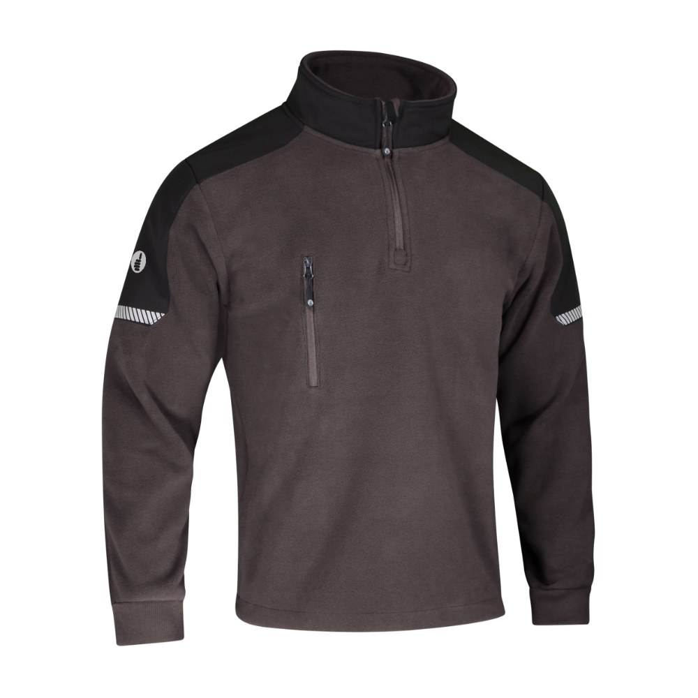 Pull polaire col zippé 340 g/m² gris – Singer POLANDE