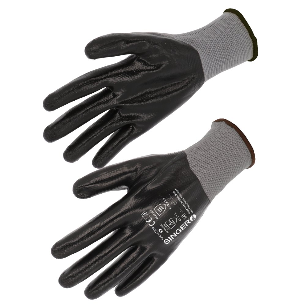 Gant nitrile lisse, tout enduit (lot de 10 paires) – Singer PER137NIB