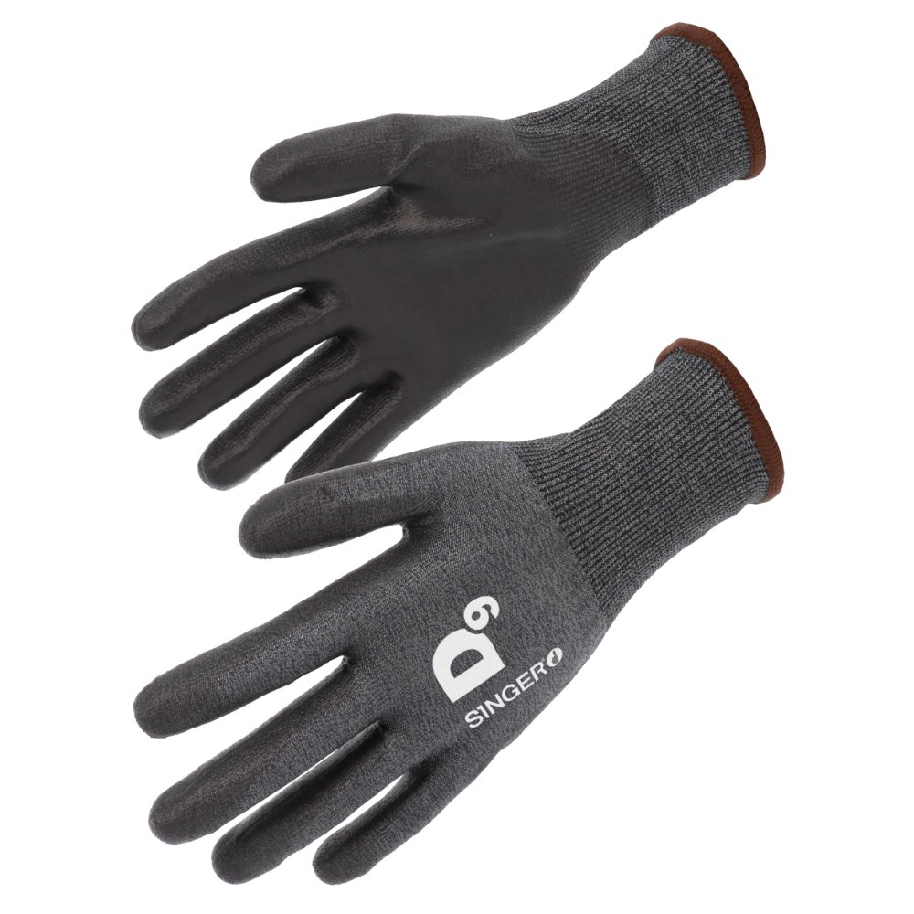 Gant PEHD, coupure D, Paume enduite PU,Jauge 18 (lot de 10 paires) – Singer PHD18PUB