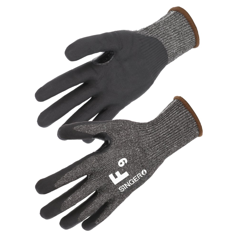 Gant PEHD, coupure niveau F gris / noir (lot de 10 paires) – Singer PHS500