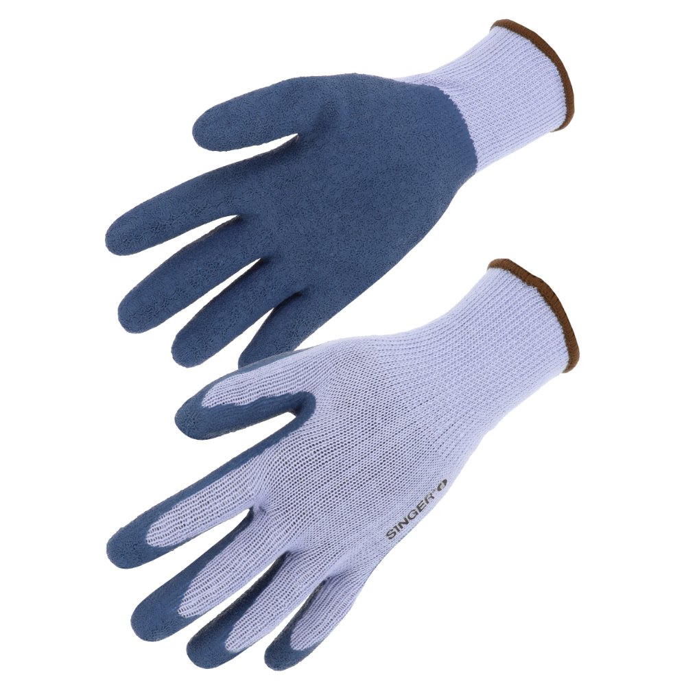Gant latex, support polyester - support bleu gris (lot de 10 paires) – Singer TAC10BL