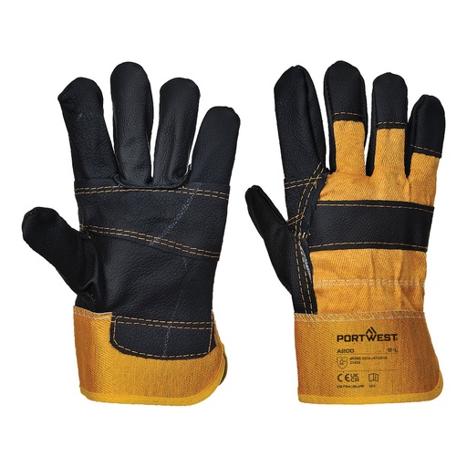 [PW-A200YERXL] Gant docker cuir manchette caoutchoutée – lot de 12 paires – Portwest A200