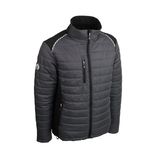 Veste matelassée bi-matière ripstop noir/gris – Singer GALAXY