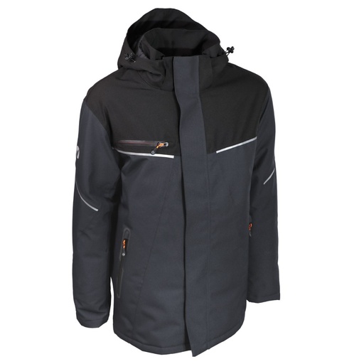 Parka stretch imperméable matelassée noir/gris – Singer PORGREY