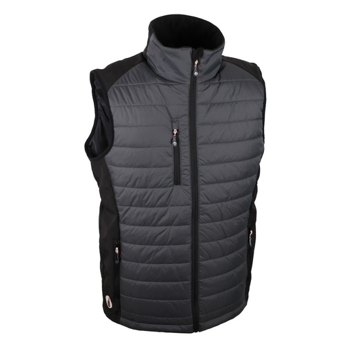 Gilet matelassé ripstop et softshell gris/noir – Singer GALWAY