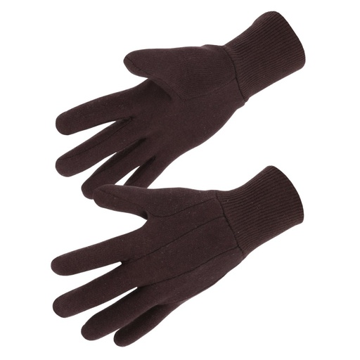 [SI-400JM] Gant coton jersey marron, poignet tricot (lot de 10 paires) – Singer 400JM