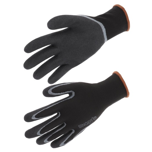 Gants nylon enduits nitrile double couche noir / gris (lot de 10 paires) – Singer GRIP100