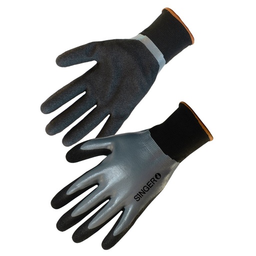 Gants nylon enduits nitrile double couche noir (lot de 10 paires) – Singer GRIP157