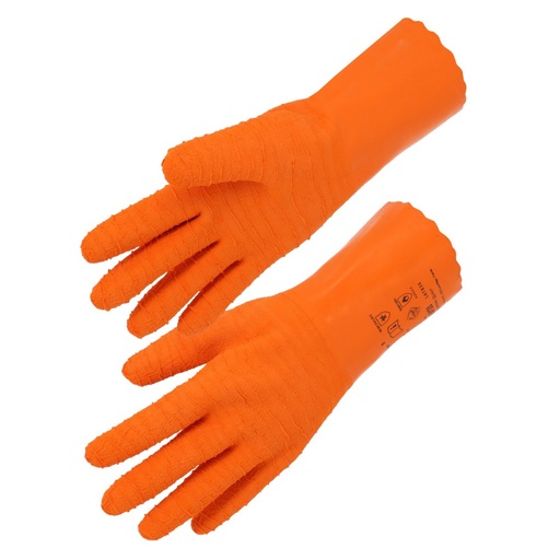 Gant chimique latex sur support coton 310 mm, type B orange (lot de 10 paires) – Singer LAT830