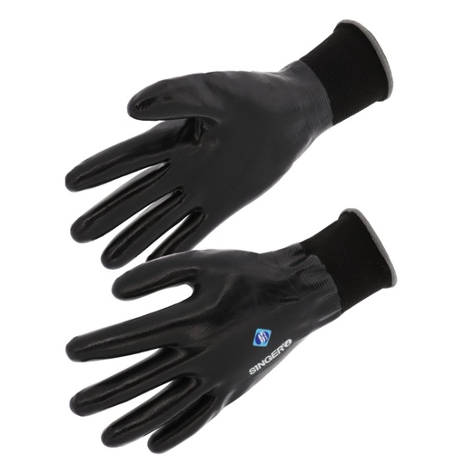 Gant nitrile tout enduit, support polyester (lot de 10 paires) – Singer NYM157NB