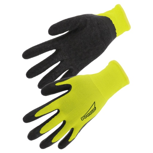 Gant latex, support polyester jaune vif / noir (lot de 10 paires) – Singer NYM73HVN