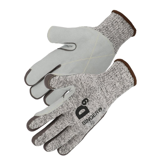 Gant anti-coupure D avec empiècement croûte de cuir (lot de 10 paires) – Singer PHDCUT