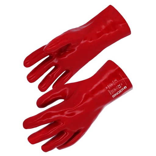 [SI-PVC2710] Gants de protection en PVC sur support coton rouge (lot de 10 paires) – Singer PVC27
