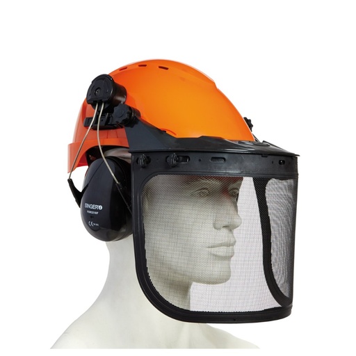 [SI-FOREST1] Kit forestier constitué d'un casque, d'un antibruit et d'une visière grillagée – Singer FOREST1
