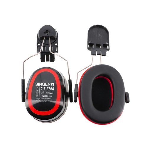[SI-SHELLY2] Serre-tête antibruit pour casque de protection noir / rouge – Singer SHELLY2