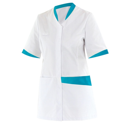 Tunique médicale femme blanc et turquoise