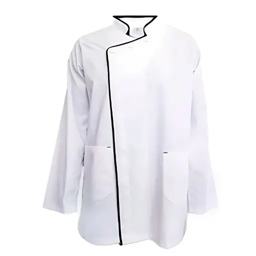 Veste de cuisine blanche avec liseré noir Fred